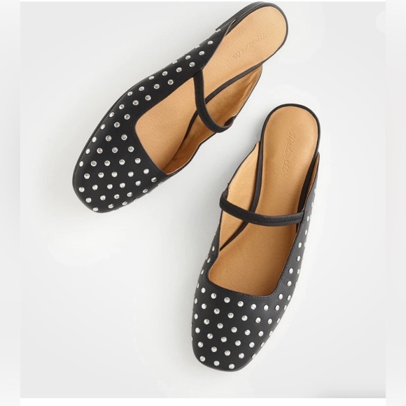 Madewell Shoes - Madewell Greta Ballet Flat Mules 9 NWT Black Leather Stud Mary Jane NW207